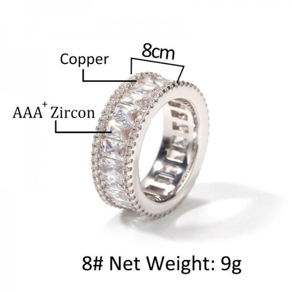 Iced Out Bling Hip Hop Baguette Ring