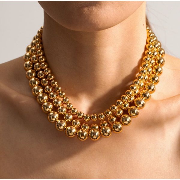 Stainless Steel copper Plated Bead Necklace