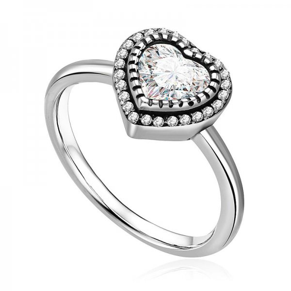 925 Sterling zinc Sparkling Love Heart Ring